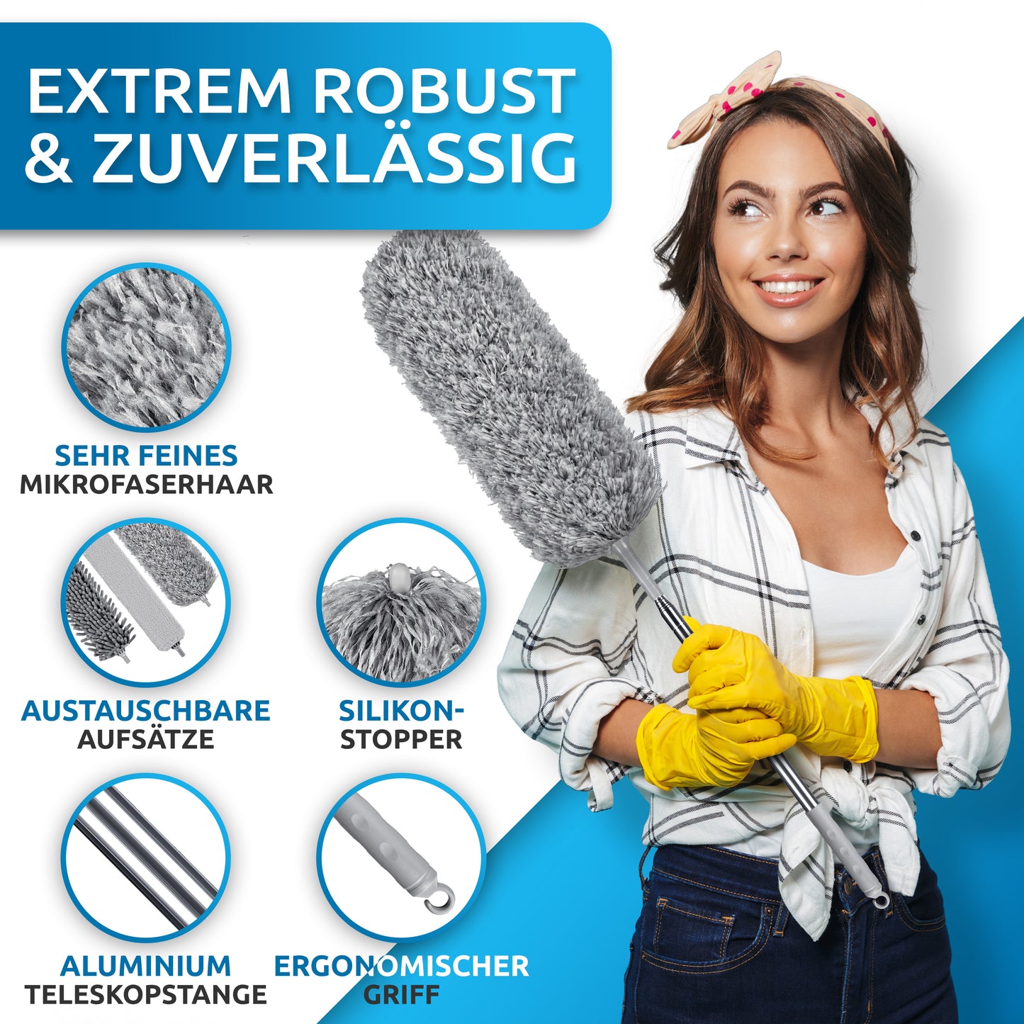 FusselZz® Dust it Staubwedel Set – ausziehbar bis 2,45 m